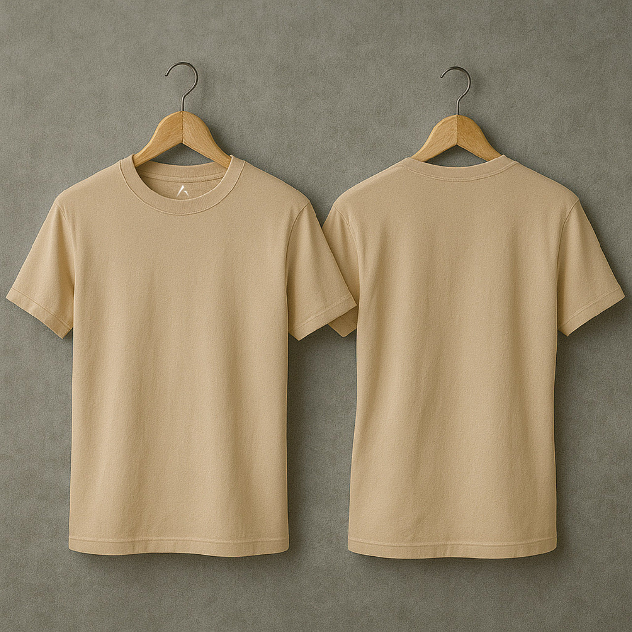 Beige Crew Neck Tee