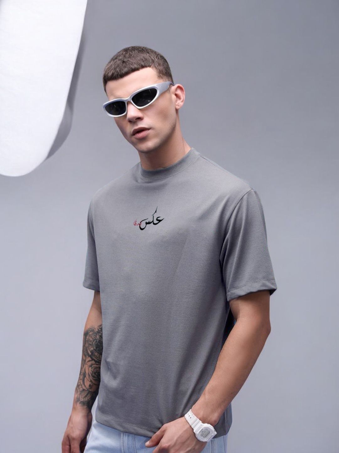Grey  Dropshoulder Unisex Tee
